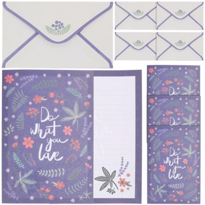 5 Sets Envelop Letter Papers Writing Paper Envelop Set, Purple